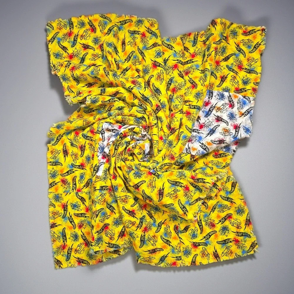Hot‎ Wheels Logo Quilt Blanket Handmade Cotton 55x45 Y2K Vintage Collector